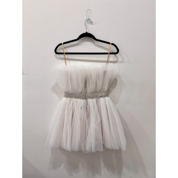 Bronx & Banco Anna Blanc Strapless Rhinestone Waist Tulle Mini Dress White XS - Picture 5 of 8